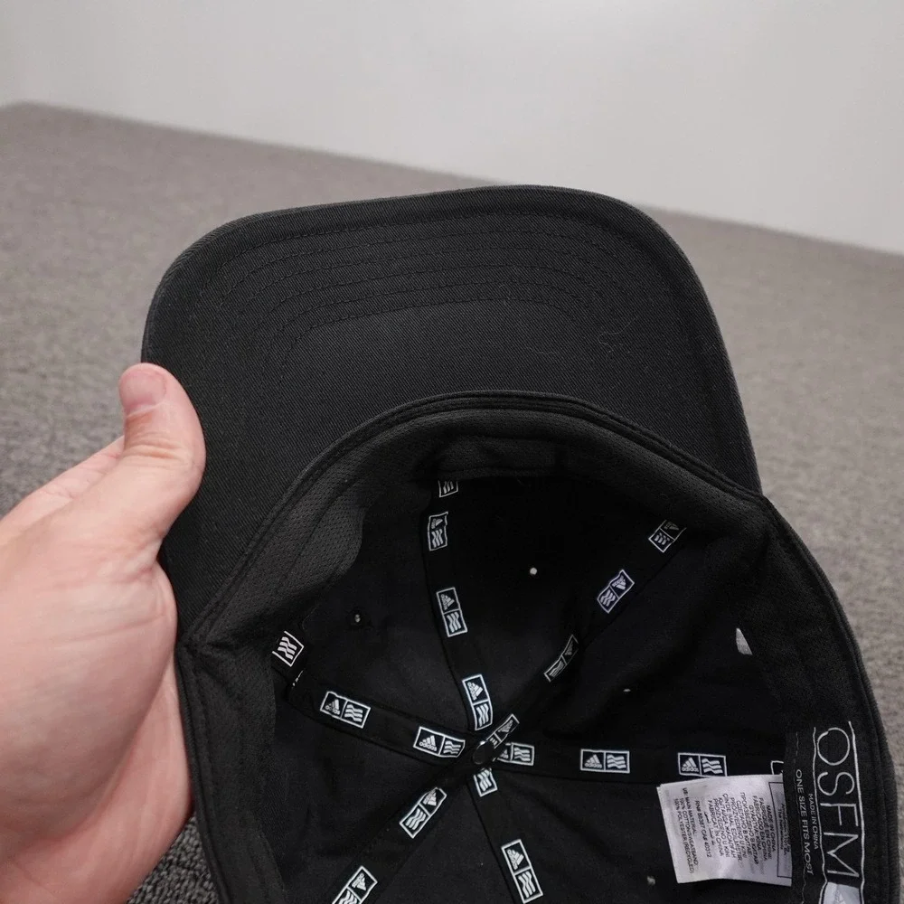Adidas Hat Cap Strap Back Mens One Size Black Twill Baseball Sports Logo